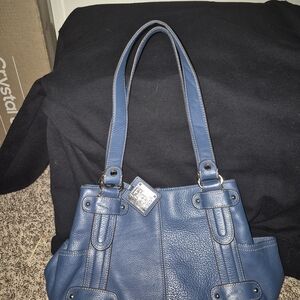 Tignanello Blue Leather Shoulder Bag